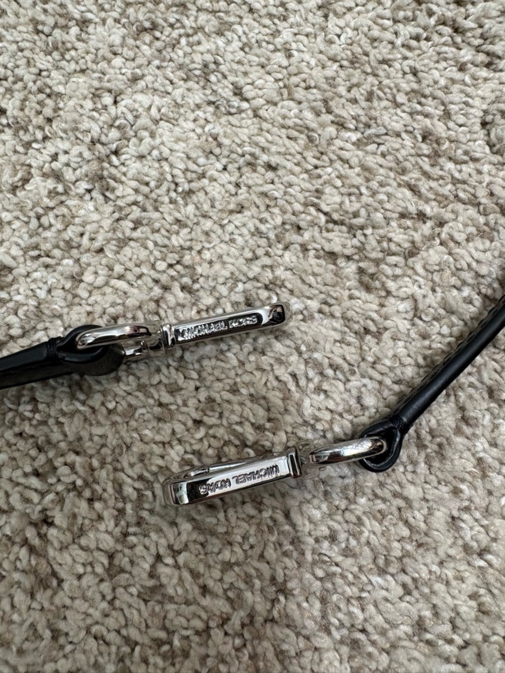 Michael Kors Black Leather purse Strap with Silver Hardware